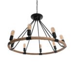 GLOBOSTAR® MILLBANK 01423 Vintage Κρεμαστό Φωτιστικό Οροφής με Ντουί 8 x E27 AC 220-240V IP20 - Μαύρο & Μπεζ - Μ80 x Π80 x Y54cm - Image 6