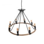 GLOBOSTAR® MILLBANK 01423 Vintage Κρεμαστό Φωτιστικό Οροφής με Ντουί 8 x E27 AC 220-240V IP20 - Μαύρο & Μπεζ - Μ80 x Π80 x Y54cm - Image 7