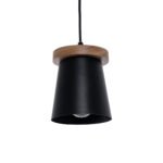 GLOBOSTAR® LANA 01424 Μοντέρνο Κρεμαστό Φωτιστικό Οροφής με Ντουί 1 x E27 AC 220-240V IP20 - Μαύρο & Καφέ - Μ13 x Π13 x Y17cm - Image 2