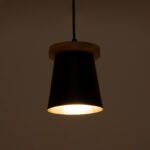 GLOBOSTAR® LANA 01424 Μοντέρνο Κρεμαστό Φωτιστικό Οροφής με Ντουί 1 x E27 AC 220-240V IP20 - Μαύρο & Καφέ - Μ13 x Π13 x Y17cm - Image 3