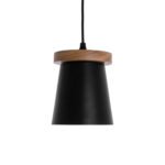 GLOBOSTAR® LANA 01424 Μοντέρνο Κρεμαστό Φωτιστικό Οροφής με Ντουί 1 x E27 AC 220-240V IP20 - Μαύρο & Καφέ - Μ13 x Π13 x Y17cm - Image 4