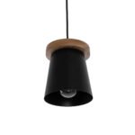 GLOBOSTAR® LANA 01424 Μοντέρνο Κρεμαστό Φωτιστικό Οροφής με Ντουί 1 x E27 AC 220-240V IP20 - Μαύρο & Καφέ - Μ13 x Π13 x Y17cm - Image 5