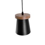 GLOBOSTAR® LANA 01424 Μοντέρνο Κρεμαστό Φωτιστικό Οροφής με Ντουί 1 x E27 AC 220-240V IP20 - Μαύρο & Καφέ - Μ13 x Π13 x Y17cm - Image 6