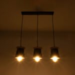 GLOBOSTAR® LANA 01425 Μοντέρνο Κρεμαστό Φωτιστικό Οροφής με Ντουί 3 x E27 AC 220-240V IP20 - Μαύρο & Καφέ - Μ60 x Π13 x Υ18cm - Image 3