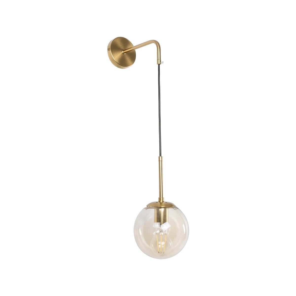 01427_0 GLOBOSTAR® MADISON 01427 Μοντέρνο Φωτιστικό Τοίχου - Απλίκα με Ντουί 1 x E27 AC 220-240V IP20 - Χρυσό & Μελί - Μ15 x Π25 x Υ65cm - Image 1