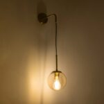 GLOBOSTAR® MADISON 01427 Μοντέρνο Φωτιστικό Τοίχου - Απλίκα με Ντουί 1 x E27 AC 220-240V IP20 - Χρυσό & Μελί - Μ15 x Π25 x Υ65cm - Image 3