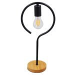 GLOBOSTAR® HONOR ROUND 01434 Μοντέρνο Επιτραπέζιο Φωτιστικό Πορτατίφ με Ντουί 1 x E27 AC 220-240V IP20 - Μαύρο & Μπεζ - M20 x Π20 x Υ42cm - Image 3