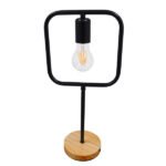 GLOBOSTAR® HONOR SQUARE 01435 Μοντέρνο Επιτραπέζιο Φωτιστικό Πορτατίφ με Ντουί 1 x E27 AC 220-240V IP20 - Μαύρο & Μπεζ - M20 x Π20 x Υ42cm - Image 3