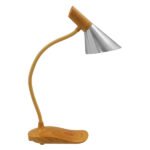 GloboStar® DRAPER 01438 Επιτραπέζιο Φωτιστικό Πορτατίφ LED 6W 500lm 360° DC 5V IP20 Φυσικό Λευκό 4500K Dimmable Μπεζ Ξύλο με Ασημί Μέταλλο - Μ10 x Π14 x Υ33cm - 2 Xρόνια Εγγύηση - Image 3