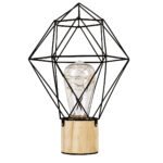 GLOBOSTAR® ANTLER 01443 Μοντέρνο Επιτραπέζιο Φωτιστικό LED 2.2W 154lm 360° DC 5V IP20 Θερμό Λευκό 2700K - DIODE - Μαύρο & Μπεζ - Μ19 x Π19 x Υ29cm - 2 Χρόνια Εγγύηση