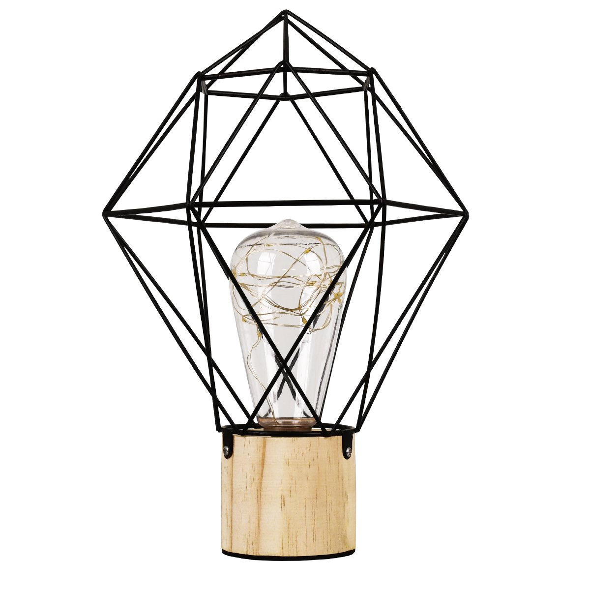 01443_0 GLOBOSTAR® ANTLER 01443 Μοντέρνο Επιτραπέζιο Φωτιστικό LED 2.2W 154lm 360° DC 5V IP20 Θερμό Λευκό 2700K - DIODE - Μαύρο & Μπεζ - Μ19 x Π19 x Υ29cm - 2 Χρόνια Εγγύηση - Image 1