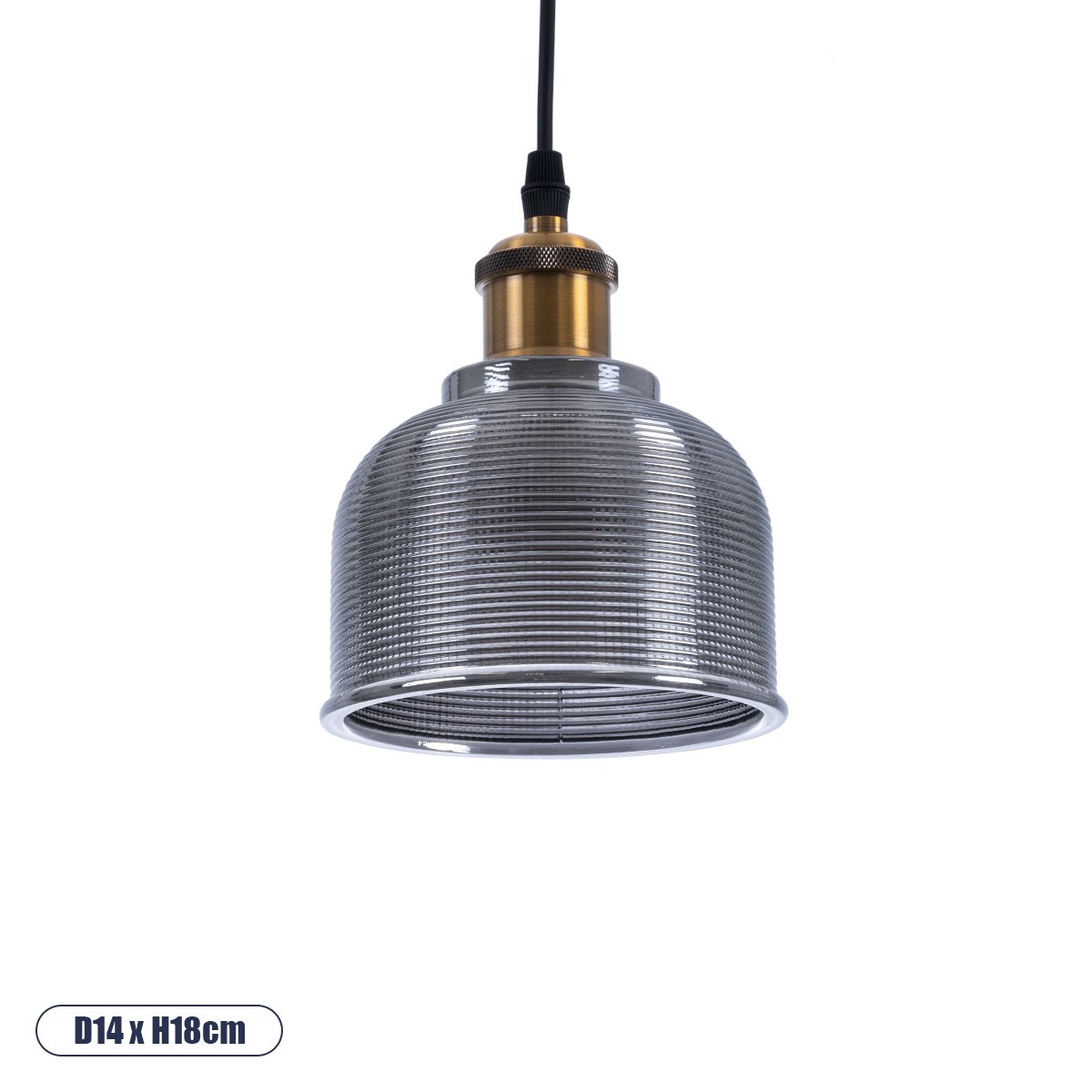 01449_0 GLOBOSTAR® SEGRETO 01449 Vintage Κρεμαστό Φωτιστικό Οροφής με Ντουί 1 x E27 AC 220-240V IP20 - Γκρι & Χρυσό - Μ14 x Π14 x Υ18cm - Image 1