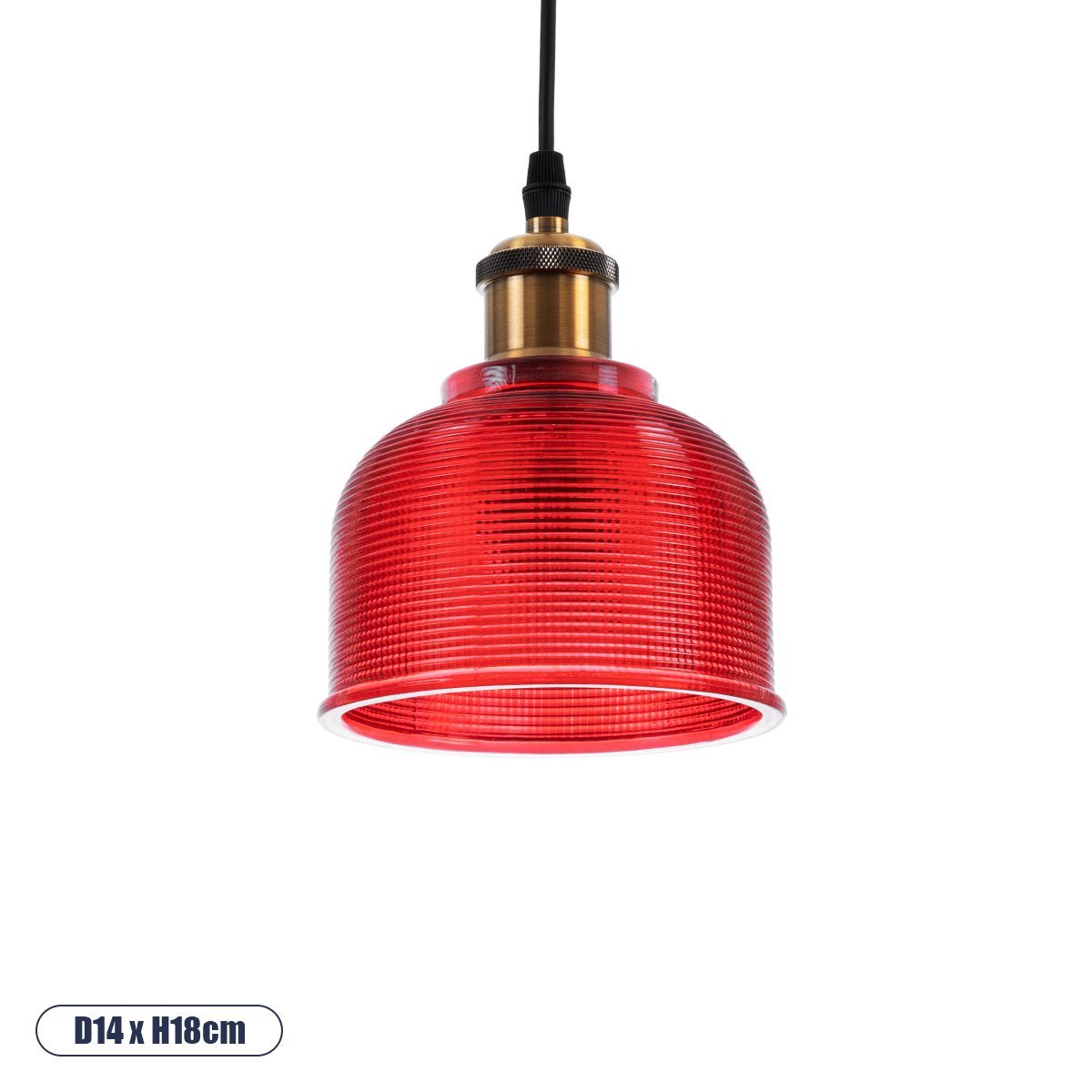 01450_0 GLOBOSTAR® SEGRETO 01450 Vintage Κρεμαστό Φωτιστικό Οροφής με Ντουί 1 x E27 AC 220-240V IP20 - Κόκκινο & Χρυσό - Μ14 x Π14 x Υ18cm - Image 1