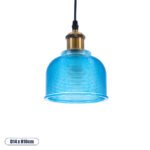 GLOBOSTAR® SEGRETO 01452 Vintage Κρεμαστό Φωτιστικό Οροφής με Ντουί 1 x E27 AC 220-240V IP20 - Μπλε & Χρυσό - Μ14 x Π14 x Υ18cm