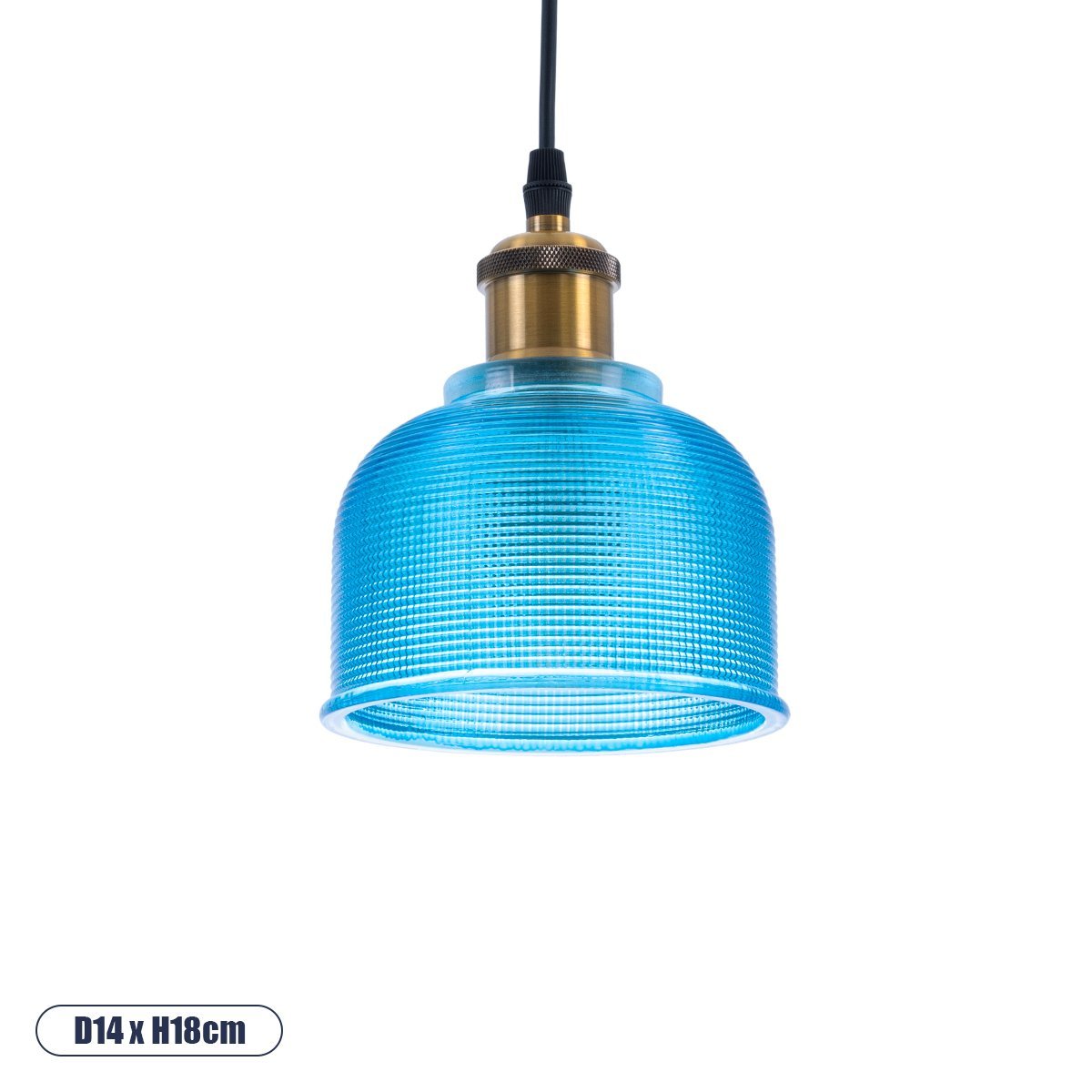 01452_0 GLOBOSTAR® SEGRETO 01452 Vintage Κρεμαστό Φωτιστικό Οροφής με Ντουί 1 x E27 AC 220-240V IP20 - Μπλε & Χρυσό - Μ14 x Π14 x Υ18cm - Image 1