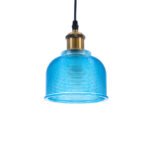 GLOBOSTAR® SEGRETO 01452 Vintage Κρεμαστό Φωτιστικό Οροφής με Ντουί 1 x E27 AC 220-240V IP20 - Μπλε & Χρυσό - Μ14 x Π14 x Υ18cm - Image 2