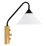 GLOBOSTAR® ALESSIA 01457 Μοντέρνο Φωτιστικό Τοίχου - Απλίκα με Ντουί 1 x E27 AC 220-240V IP20 - Μπεζ & Μαύρο - Μ18 x Π26 x Υ29cm - Image 4