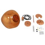 GLOBOSTAR® DIXAR 01461 Μοντέρνο Κρεμαστό Φωτιστικό Οροφής με Ντουί 1 x E27 AC 220-240V IP20 - Χάλκινο Φιμέ - Μ28 x Π28 x Υ40cm - Image 7