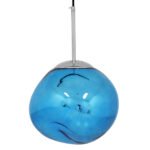 GLOBOSTAR® DIXAR 01463 Μοντέρνο Κρεμαστό Φωτιστικό Οροφής με Ντουί 1 x E27 AC 220-240V IP20 - Μπλε & Ασημί - Μ28 x Π28 x Υ40cm