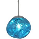 GLOBOSTAR® DIXAR 01463 Μοντέρνο Κρεμαστό Φωτιστικό Οροφής με Ντουί 1 x E27 AC 220-240V IP20 - Μπλε & Ασημί - Μ28 x Π28 x Υ40cm - Image 2