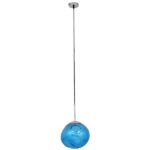 GLOBOSTAR® DIXAR 01463 Μοντέρνο Κρεμαστό Φωτιστικό Οροφής με Ντουί 1 x E27 AC 220-240V IP20 - Μπλε & Ασημί - Μ28 x Π28 x Υ40cm - Image 3