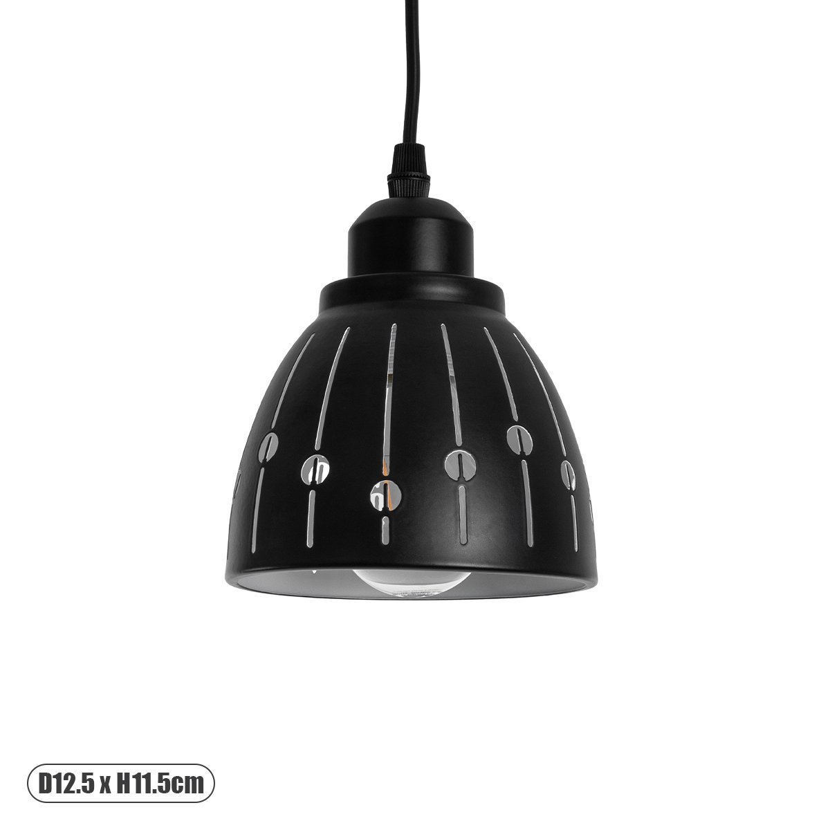 01476_0 GLOBOSTAR® COOLIE 01476 Μοντέρνο Κρεμαστό Φωτιστικό Οροφής με Ντουί 1 x E27 AC 220-240V IP20 - Μαύρο & Ασημί - Μ12.5 x Π12.5 x Υ11.5cm - Image 1