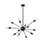 GLOBOSTAR® MILANO 01486 Μοντέρνο Φωτιστικό Οροφής με Ντουί 12 x E27 AC 220-240V IP20 - Μαύρο - Μ80 x Π80 x Υ80cm - Image 2