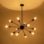 GLOBOSTAR® MILANO 01486 Μοντέρνο Φωτιστικό Οροφής με Ντουί 12 x E27 AC 220-240V IP20 - Μαύρο - Μ80 x Π80 x Υ80cm - Image 3