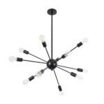 GLOBOSTAR® MILANO 01486 Μοντέρνο Φωτιστικό Οροφής με Ντουί 12 x E27 AC 220-240V IP20 - Μαύρο - Μ80 x Π80 x Υ80cm - Image 4