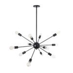 GLOBOSTAR® MILANO 01486 Μοντέρνο Φωτιστικό Οροφής με Ντουί 12 x E27 AC 220-240V IP20 - Μαύρο - Μ80 x Π80 x Υ80cm - Image 5