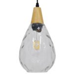 GLOBOSTAR® NOAH 01491 Μοντέρνο Κρεμαστό Φωτιστικό Οροφής με Ντουί 1 x E27 AC 220-240V IP20 - Διάφανο & Μπεζ - Μ16 x Π16 x Υ30cm - Image 4