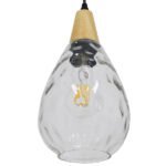 GLOBOSTAR® NOAH 01491 Μοντέρνο Κρεμαστό Φωτιστικό Οροφής με Ντουί 1 x E27 AC 220-240V IP20 - Διάφανο & Μπεζ - Μ16 x Π16 x Υ30cm - Image 5