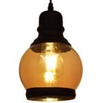 GLOBOSTAR® OLIVER 01505 Vintage Κρεμαστό Φωτιστικό Οροφής με Ντουί 1 x E27 AC 220-240V IP20 - Μελί & Μαύρο - Μ16 x Π16 x Υ25cm - Image 2