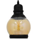 GLOBOSTAR® OLIVER 01505 Vintage Κρεμαστό Φωτιστικό Οροφής με Ντουί 1 x E27 AC 220-240V IP20 - Μελί & Μαύρο - Μ16 x Π16 x Υ25cm - Image 5