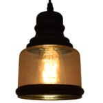 GLOBOSTAR® OLIVER 01506 Vintage Κρεμαστό Φωτιστικό Οροφής με Ντουί 1 x E27 AC 220-240V IP20 - Μελί & Μαύρο - Μ15 x Π15 x Υ21.5cm - Image 2