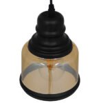 GLOBOSTAR® OLIVER 01506 Vintage Κρεμαστό Φωτιστικό Οροφής με Ντουί 1 x E27 AC 220-240V IP20 - Μελί & Μαύρο - Μ15 x Π15 x Υ21.5cm - Image 4
