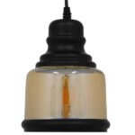 GLOBOSTAR® OLIVER 01506 Vintage Κρεμαστό Φωτιστικό Οροφής με Ντουί 1 x E27 AC 220-240V IP20 - Μελί & Μαύρο - Μ15 x Π15 x Υ21.5cm - Image 5