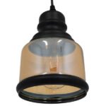 GLOBOSTAR® OLIVER 01506 Vintage Κρεμαστό Φωτιστικό Οροφής με Ντουί 1 x E27 AC 220-240V IP20 - Μελί & Μαύρο - Μ15 x Π15 x Υ21.5cm - Image 6