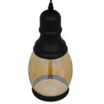 GLOBOSTAR® OLIVER 01507 Vintage Κρεμαστό Φωτιστικό Οροφής με Ντουί 1 x E27 AC 220-240V IP20 - Μελί & Μαύρο - Μ14 x Π14 x Υ30cm - Image 4