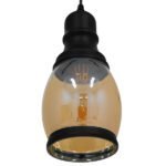 GLOBOSTAR® OLIVER 01507 Vintage Κρεμαστό Φωτιστικό Οροφής με Ντουί 1 x E27 AC 220-240V IP20 - Μελί & Μαύρο - Μ14 x Π14 x Υ30cm - Image 6