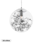 GLOBOSTAR® HARPER 01510 Μοντέρνο Κρεμαστό Φωτιστικό Οροφής με Ντουί 1 x E27 AC 220-240V IP20 - Διάφανο & Ασημί - Μ25 x Π25 x Υ30cm