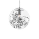 GLOBOSTAR® HARPER 01510 Μοντέρνο Κρεμαστό Φωτιστικό Οροφής με Ντουί 1 x E27 AC 220-240V IP20 - Διάφανο & Ασημί - Μ25 x Π25 x Υ30cm - Image 2