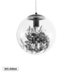 GLOBOSTAR® HARPER 01512 Μοντέρνο Κρεμαστό Φωτιστικό Οροφής με Ντουί 1 x E27 AC 220-240V IP20 - Διάφανο & Μαύρο - Μ25 x Π25 x Υ30cm