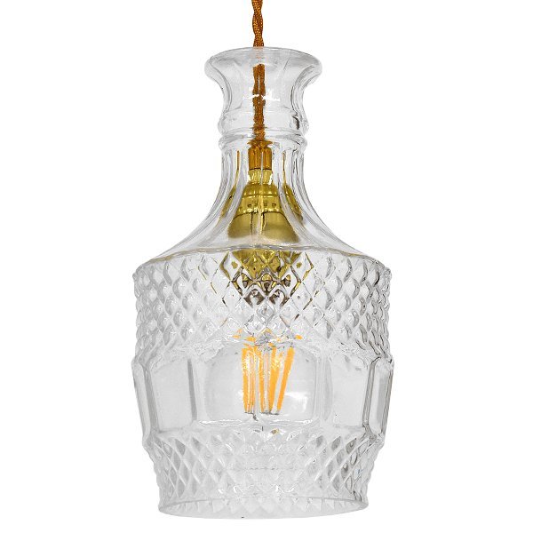 01513_0 GLOBOSTAR® WHISKEY 01513 Vintage Κρεμαστό Φωτιστικό Οροφής με Ντουί 1 x E27 AC 220-240V IP20 - Διάφανο - Μ13 x Π13 x Υ22cm - Image 1