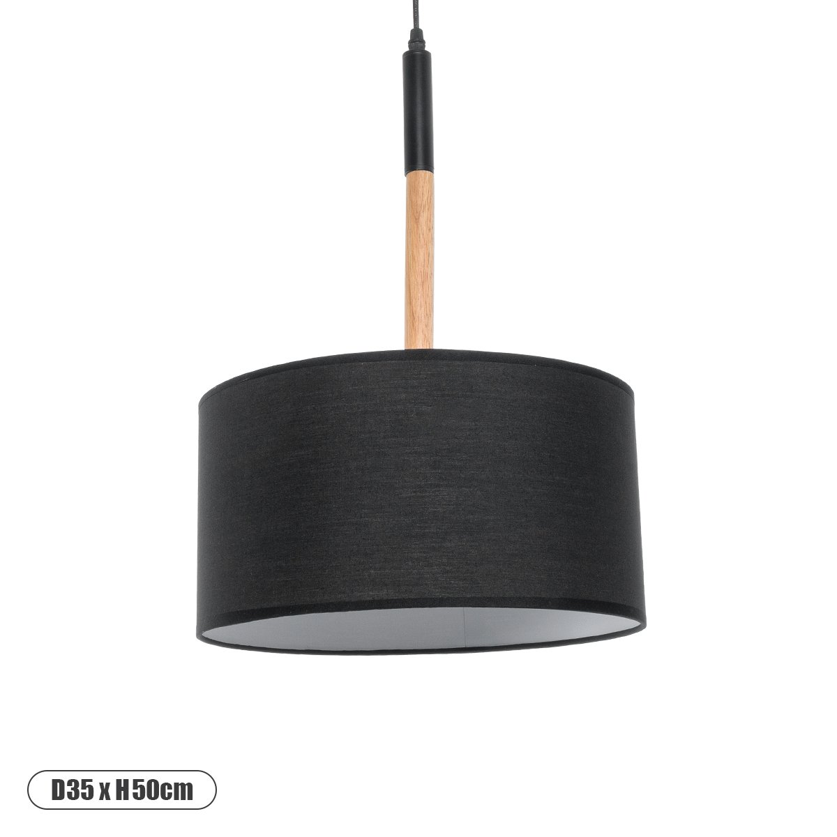 01517_0 GLOBOSTAR® BRONX 01517 Μοντέρνο Κρεμαστό Φωτιστικό Οροφής με Ντουί 1 x E27 AC 220-240V IP20 - Μαύρο & Μπεζ - Μ35 x Π35 x Υ50cm - Image 1