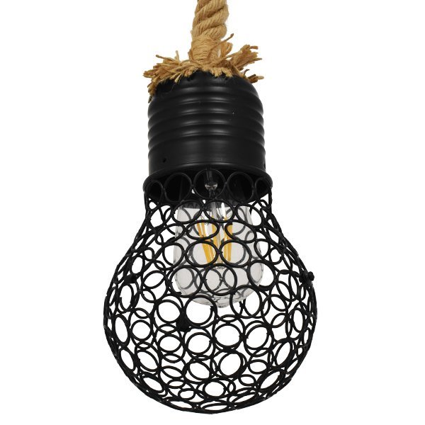 01521_0 GLOBOSTAR® URBAN 01521 Vintage Κρεμαστό Φωτιστικό Οροφής με Ντουί 1 x E27 AC 220-240V IP20 - Μαύρο & Μπεζ - Μ15 x Π15 x Υ25cm - Image 1