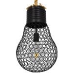 GLOBOSTAR® URBAN 01522 Vintage Κρεμαστό Φωτιστικό Οροφής με Ντουί 1 x E27 AC 220-240V IP20 - Μαύρο & Μπεζ - Μ28 x Π28 x Υ40cm