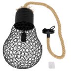 GLOBOSTAR® URBAN 01522 Vintage Κρεμαστό Φωτιστικό Οροφής με Ντουί 1 x E27 AC 220-240V IP20 - Μαύρο & Μπεζ - Μ28 x Π28 x Υ40cm - Image 8