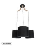 GLOBOSTAR® RAMSON 01525 Μοντέρνο Κρεμαστό Φωτιστικό Οροφής με Ντουί 3 x E27 AC 220-240V IP20 - Μαύρο & Μπεζ - Μ65 x Π65 x Υ20cm