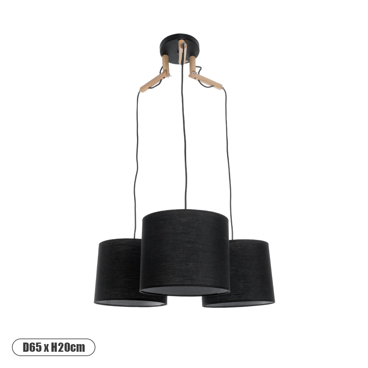 01525_0 GLOBOSTAR® RAMSON 01525 Μοντέρνο Κρεμαστό Φωτιστικό Οροφής με Ντουί 3 x E27 AC 220-240V IP20 - Μαύρο & Μπεζ - Μ65 x Π65 x Υ20cm - Image 1